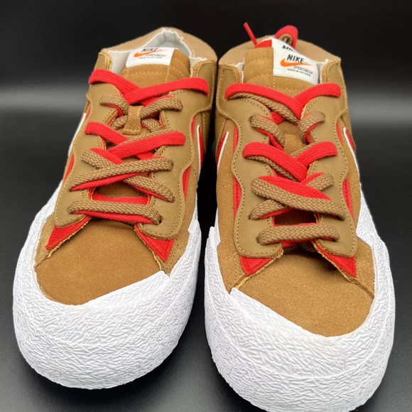 Nike Blazer Low x Sacai British Tan Brown Red White DD1877-200 Mens Size 11 - Picture 8 of 13